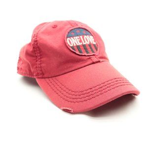 Life is Good One Love Distressed Y2K Style Hat Cap Adjustable OSFA- Red